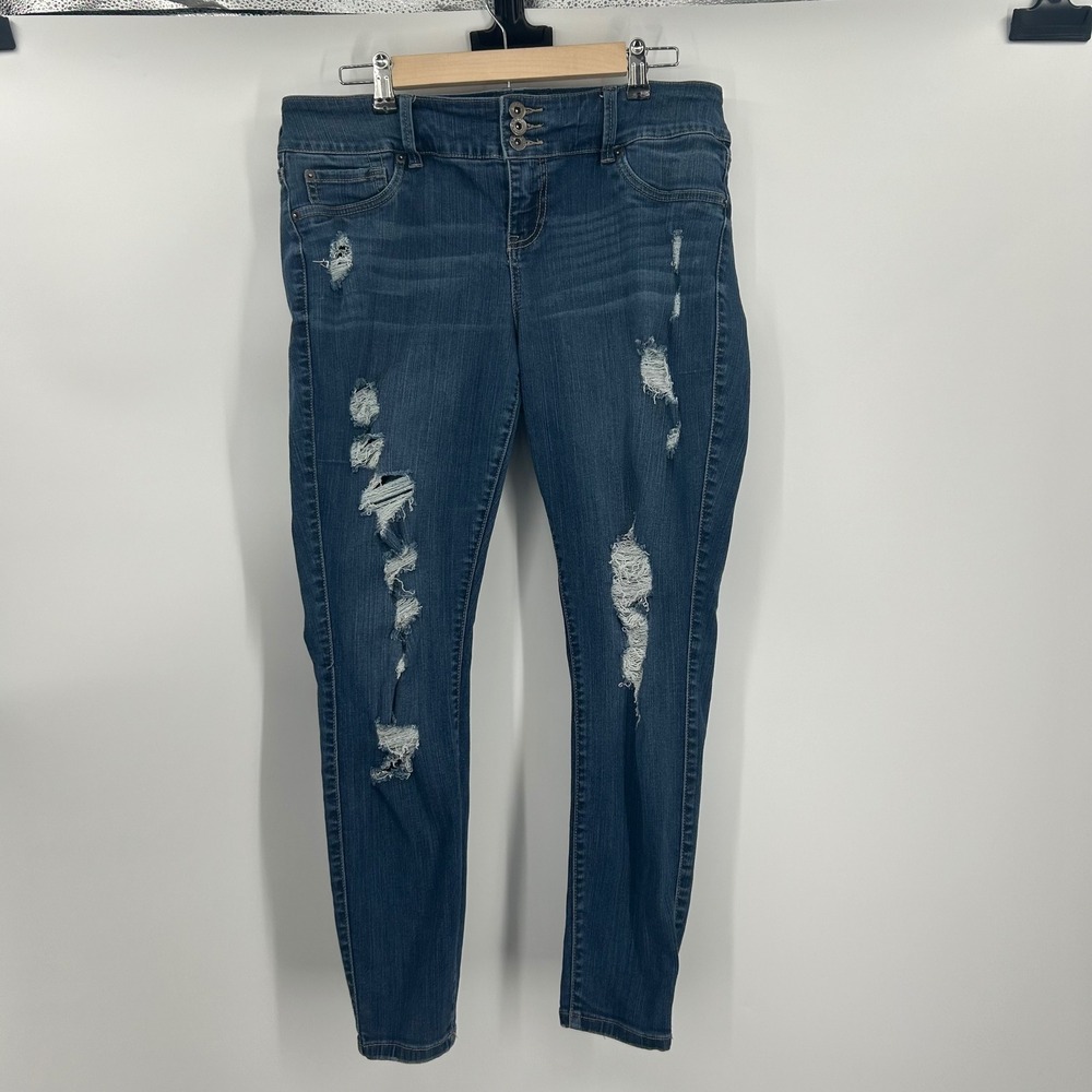 Torrid Premium Womens 14R Distressed Jegging Jeans High Rise‎ Skinny Blue Denim